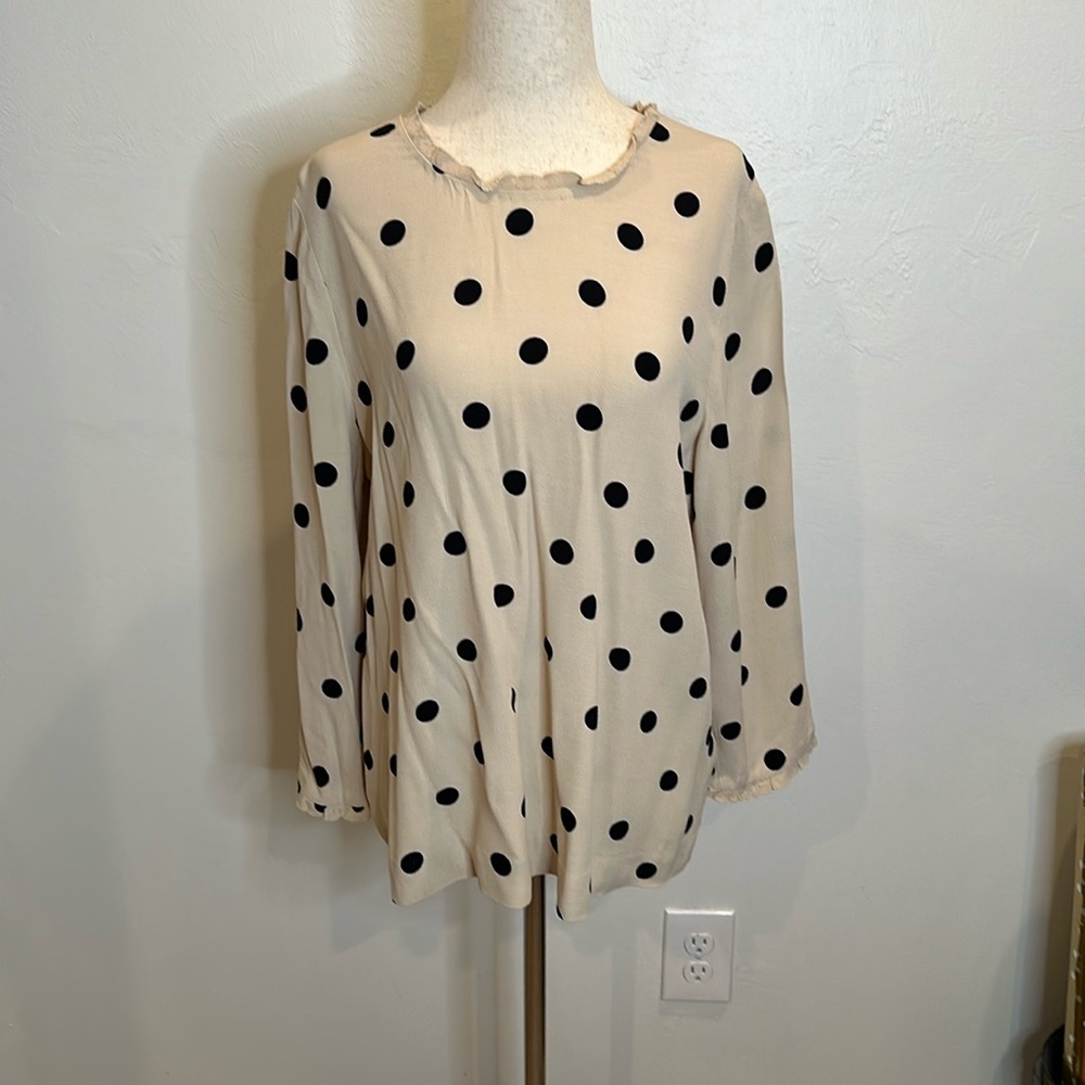 Kate Spade Cream and Black Polka Dot Blouse